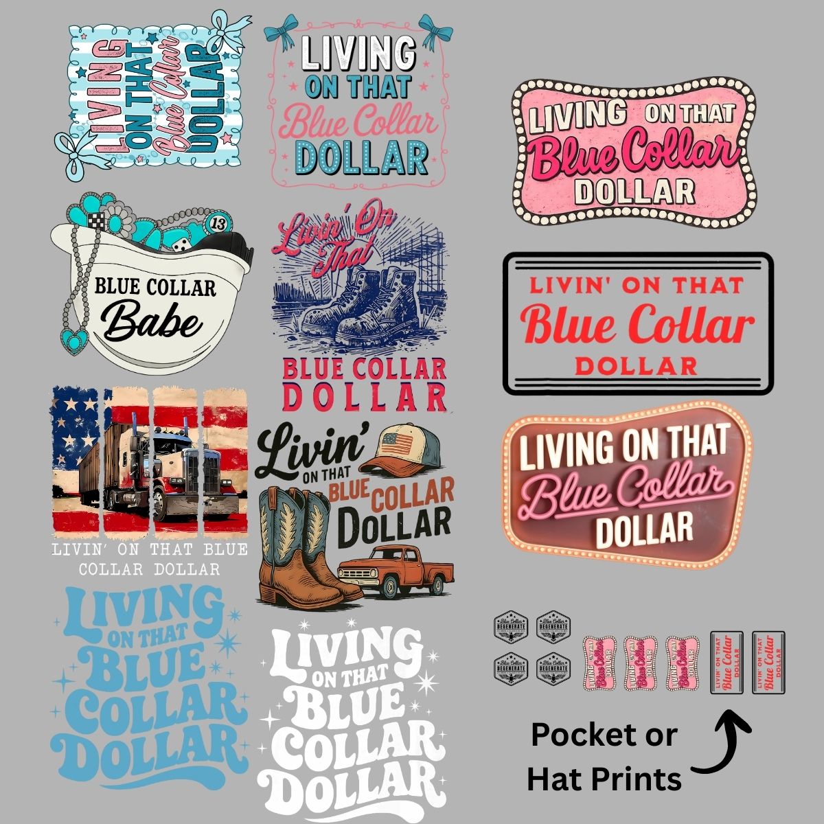 Blue collar DTF Gangsheet