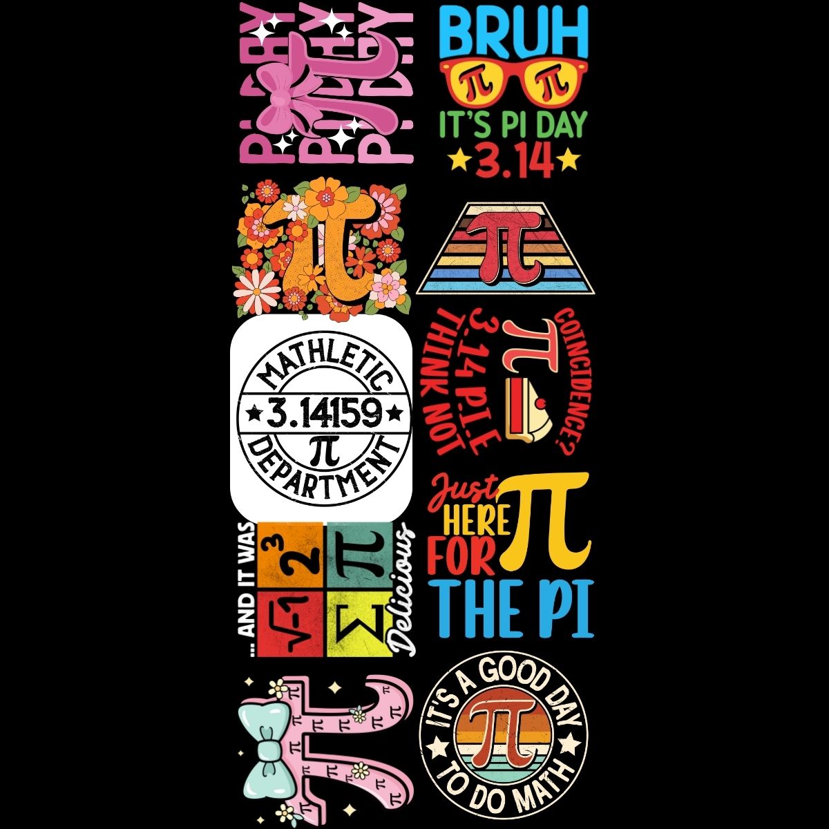 Pi Lovers premade DTF gang sheet-10 adult prints