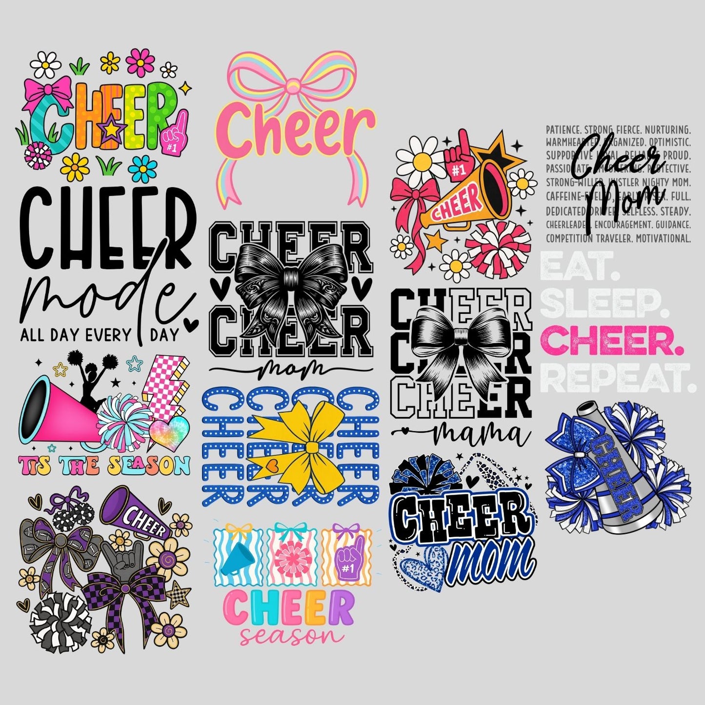 Cheer Premade Gangsheet 14 Full Size Transfers