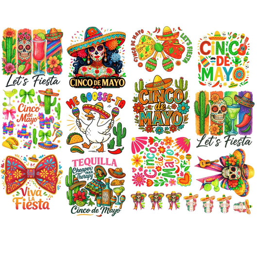 Cinco De Mayo Premade Gangsheet 12 Full Size Transfers