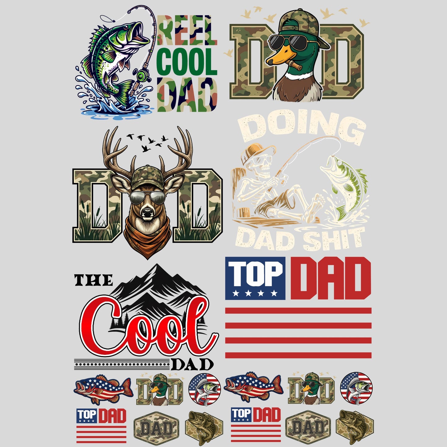 Dad Mini premade DTF gang sheet- 18 prints