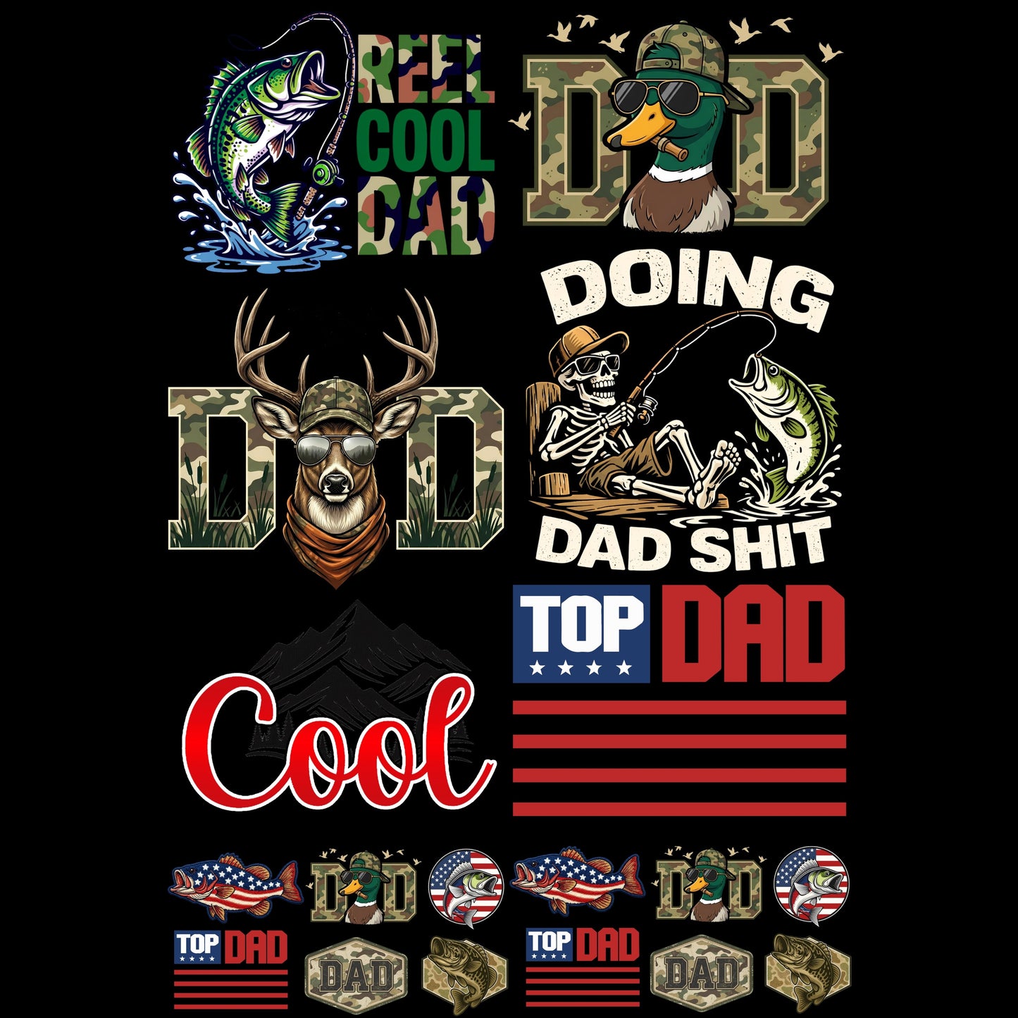 Dad Mini premade DTF gang sheet- 18 prints
