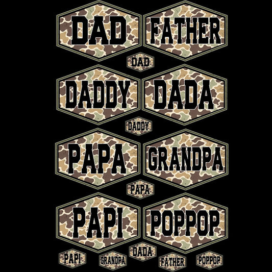 Dad Camo Mini premade DTF gang sheet- 16 Transfers