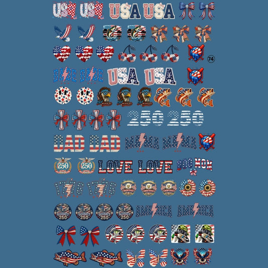 Patriotic Hat DTF Transfers 74 Transfers 22x36 Gangsheet