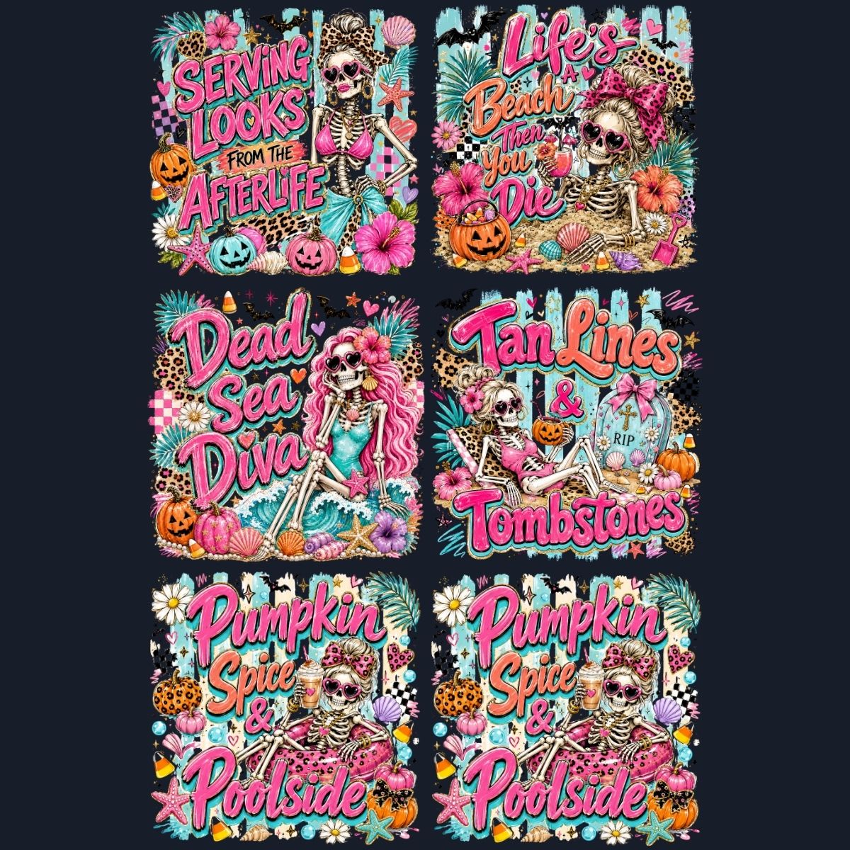 Summerween skeleton premade DTF gang sheet-6 adult prints