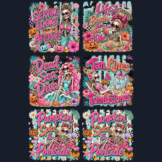 Summerween skeleton premade DTF gang sheet-6 adult prints