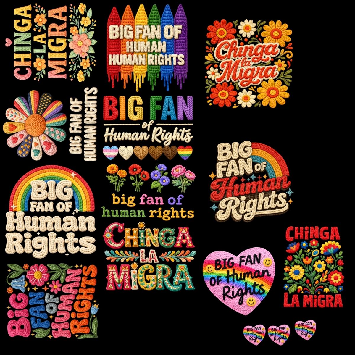 Big Fan Of Human Rights Faux Yarn Transfer