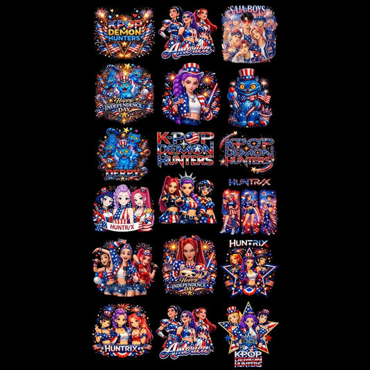 Kpop 4th Of July Premade Gangsheet 18 Youth Size Transfers