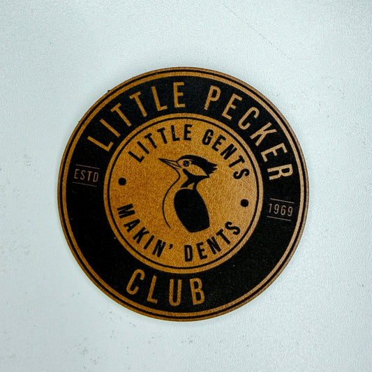 Circular logo with 'Little Pecker' text on a white background