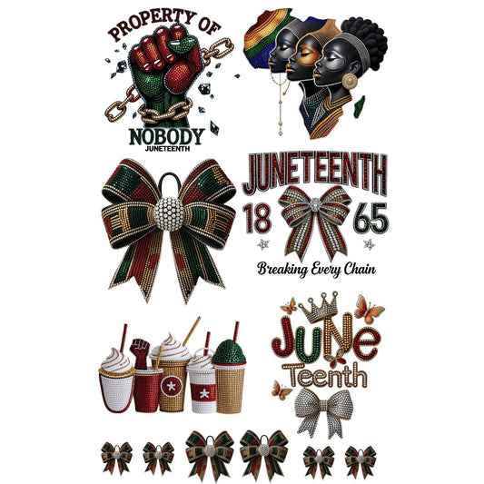 Juneteenth Rhinestone Mini premade DTF gang sheet- 12prints