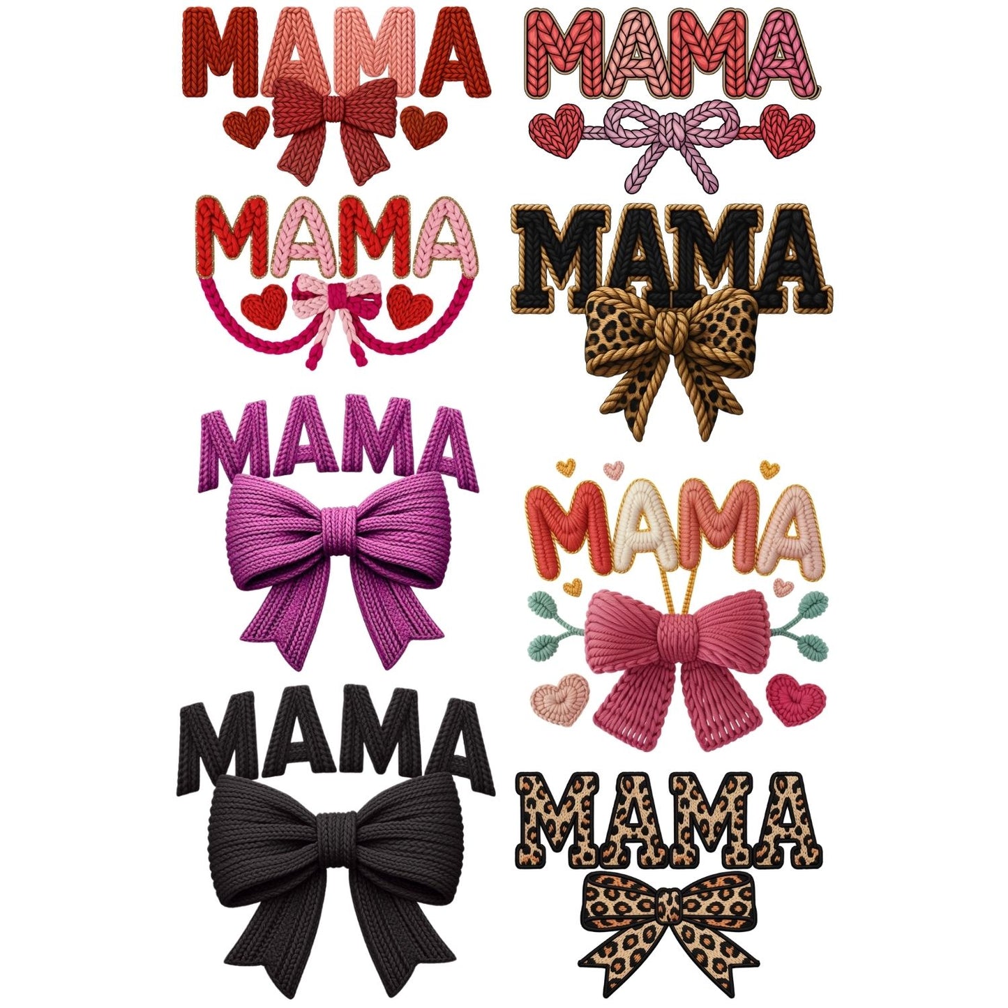 Faux Yarn Mama DTF Premade Gangsheet 10 Full Size Transfers