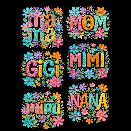 Mama Floral Premade Gangsheet 6 adult Size Transfers