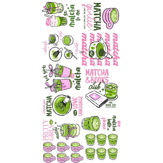 Matcha Lovers premade DTF gang sheet-9 adult prints