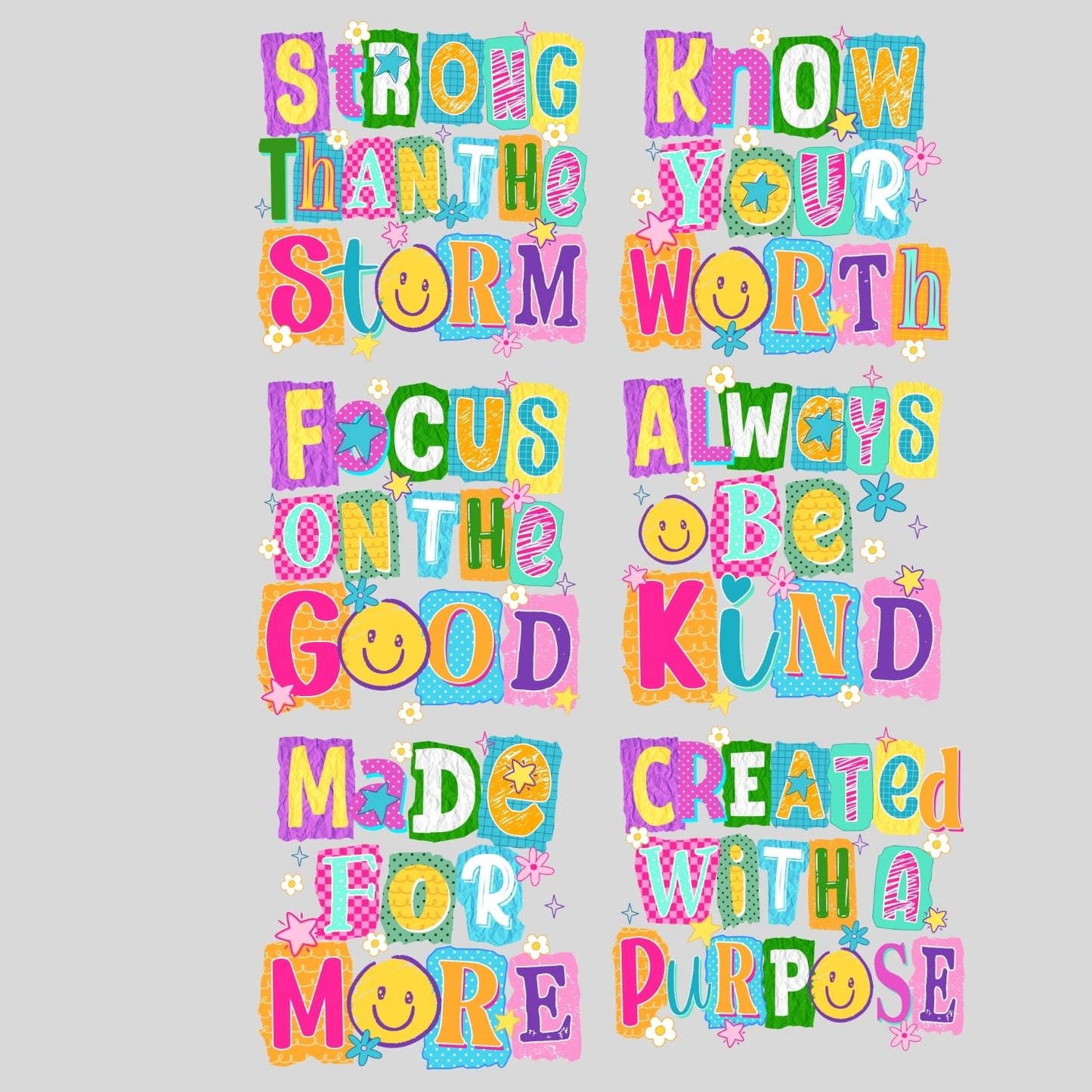 Mental Health Mini premade DTF gang sheet- 6 prints