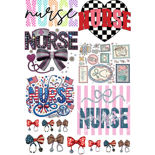 Nurse Mini premade DTF gang sheet- 15 prints