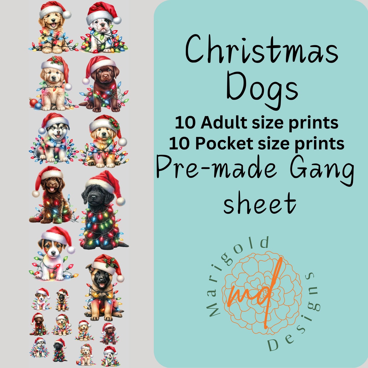 Christmas Dogs Premade Gang Sheet