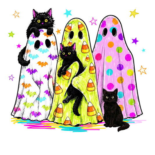 Preppy Ghost with Black Cats