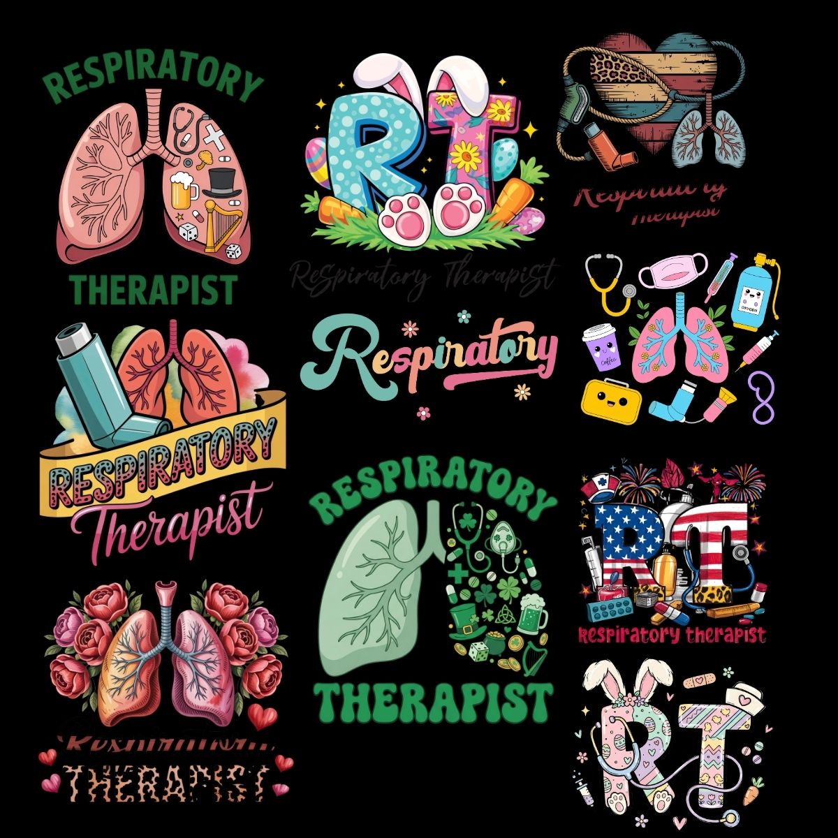 Respiratory Therapy DTF Transfers,Respiratory Therapist Prints,