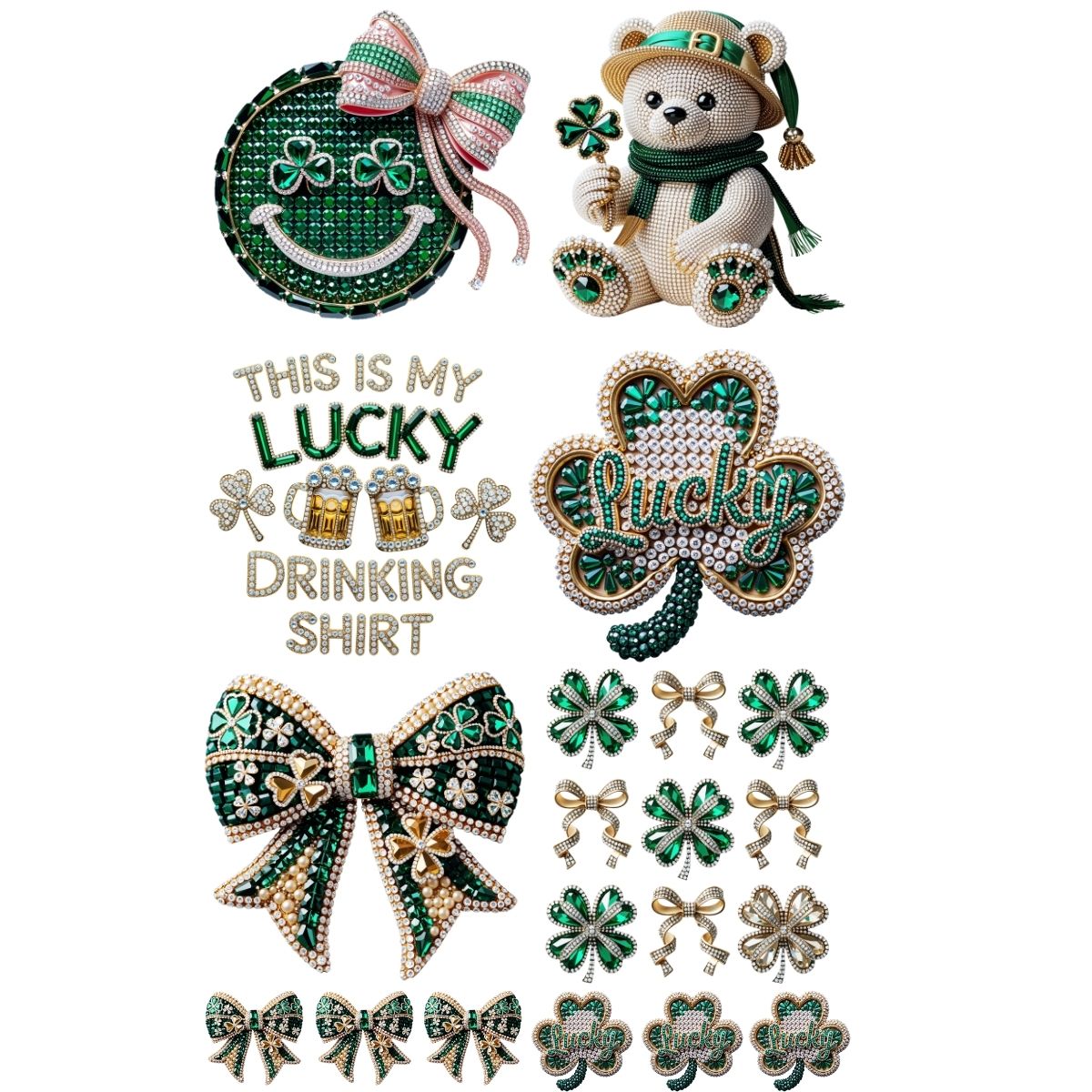 St Patrick's Rhinestone premade DTF gang sheet-6 adult prints