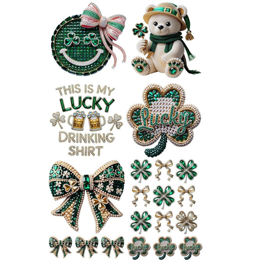 St Patrick's Rhinestone premade DTF gang sheet-6 adult prints