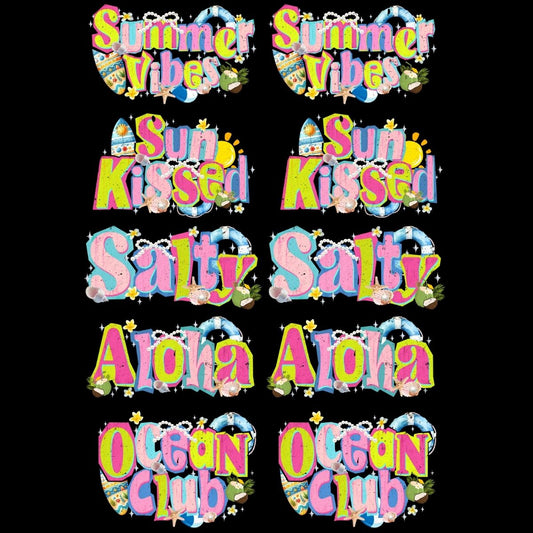 Preppy Coastal Summer premade DTF gang sheet- 10 prints