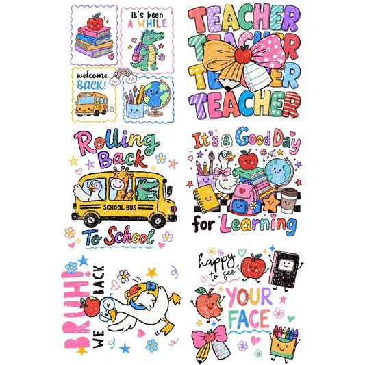 Back to School mini premade DTF gang sheet-6 adult prints