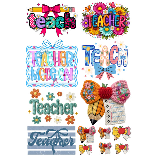 Teacher Mini premade DTF gang sheet- 13 prints