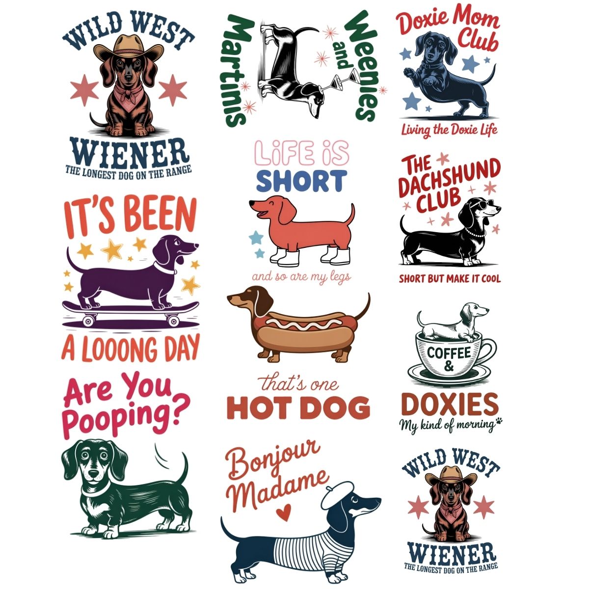 Dachshund Lover Premade DTF Gangsheet