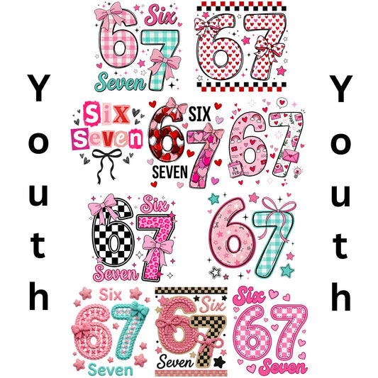 Six Seven Valentine's Youth Premade Gangsheet 10 Transfers