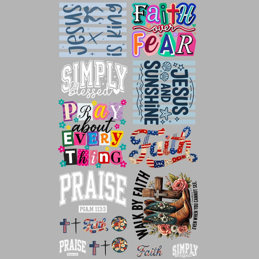 Faith Mini Premade Gangsheet 18 Transfers