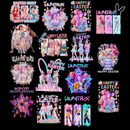 Huntrix Easter Kpop Demons Transfers for Youth