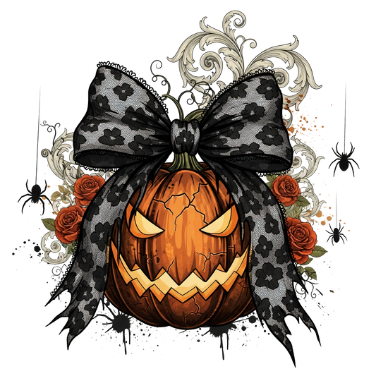 Halloween Jack-O Lantern Black Coquette Bow