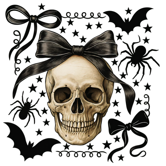 Halloween Skull Black Coquette Bow